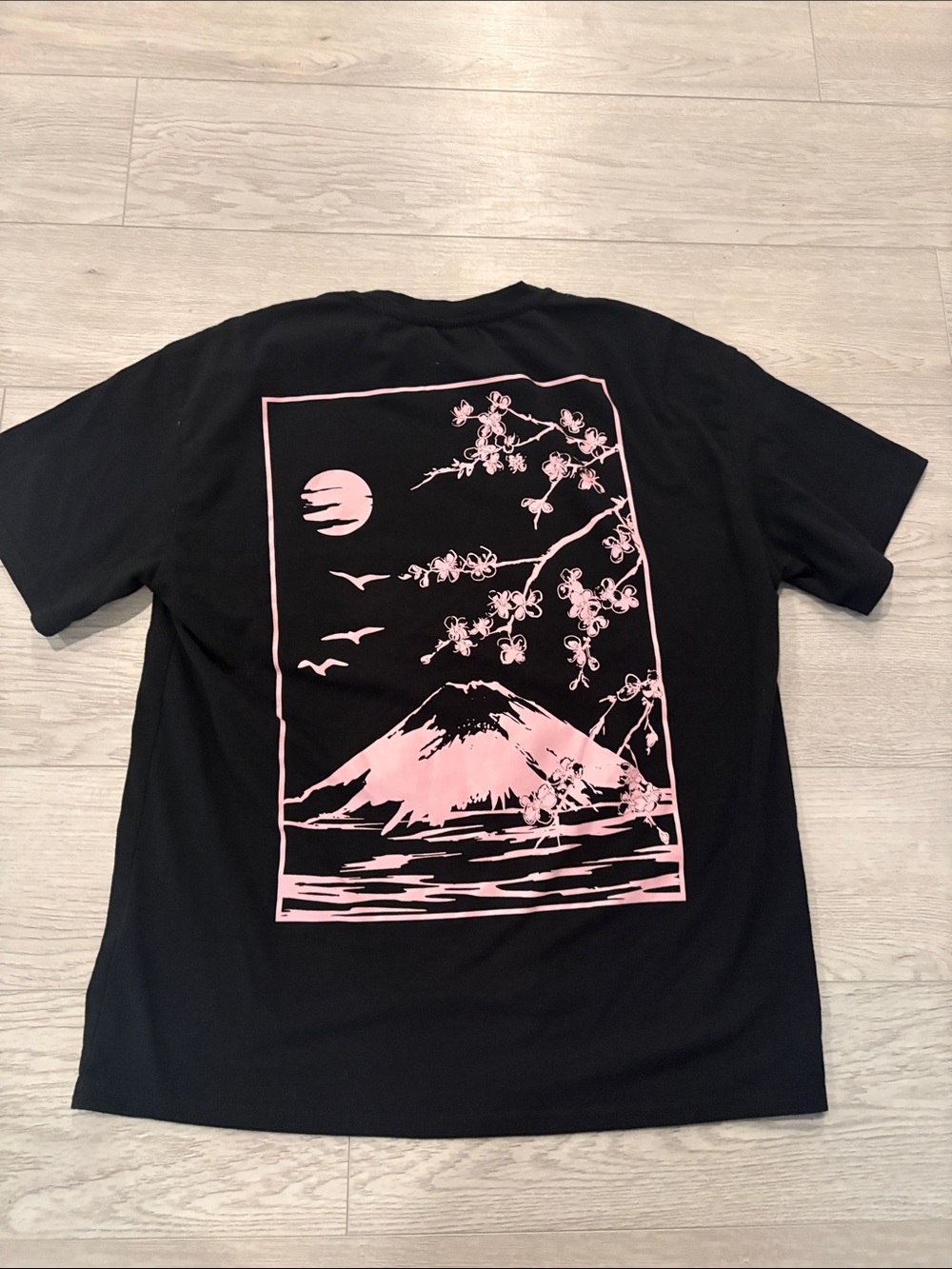 Misprint Black T-Shirt with Pink Mountain Graphic